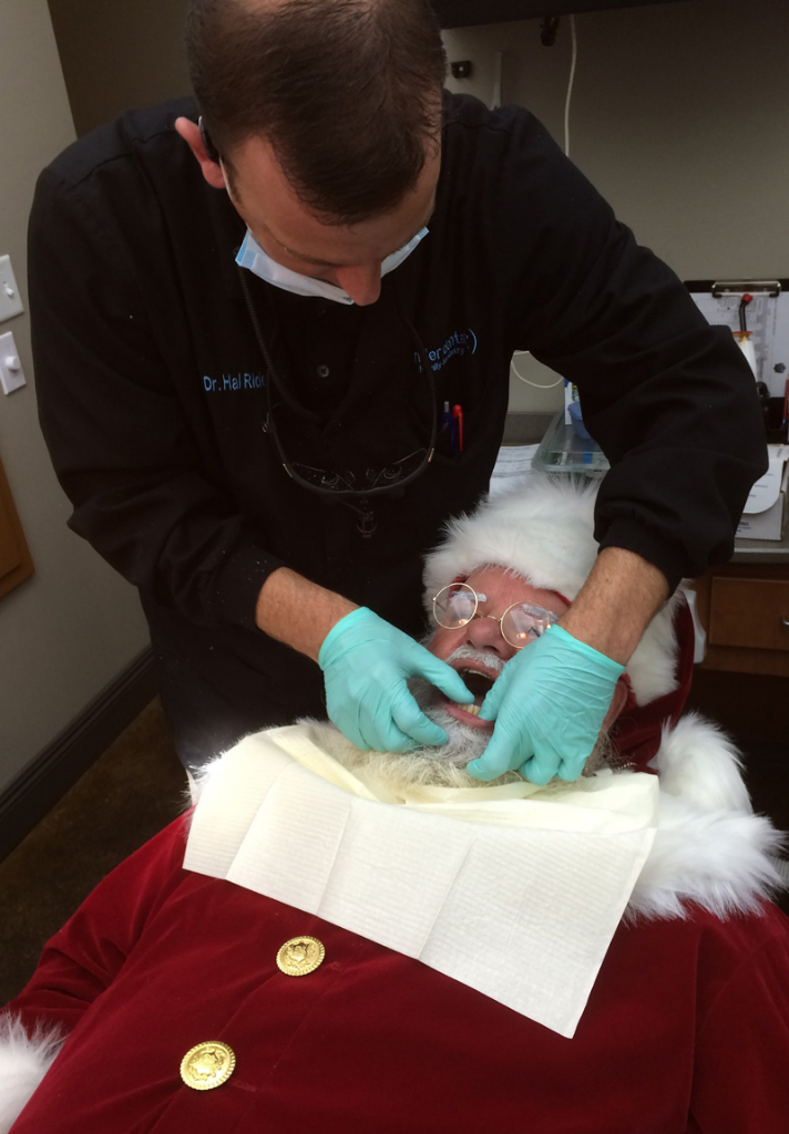 Santa getting his dental check up